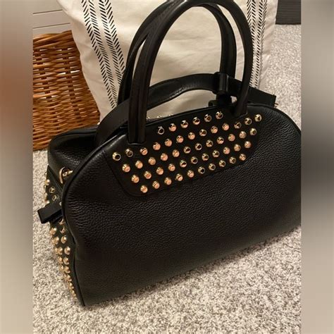 Michael Kors Austin Large Studded Leather Bowling Satchel